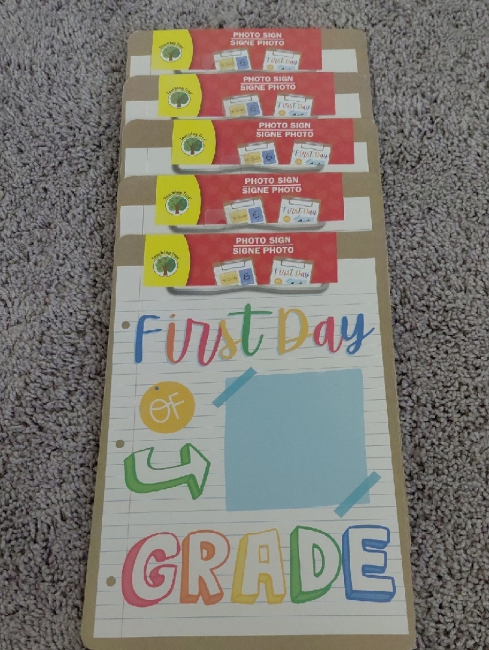 (5) First Day of Grade Photo Signs - Bright Multicolor